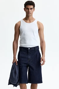 Baggy Pleated Denim Shorts