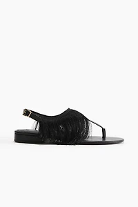 Fringe-Trimmed Sandals