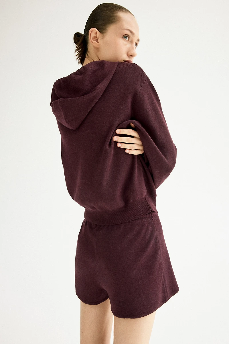 Veste à capuche en tricot fin fermeture éclair