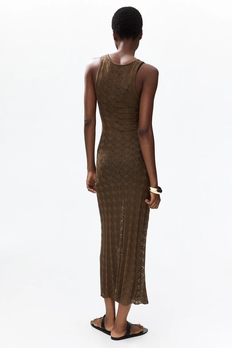 Button-Top Crochet-Look Dress