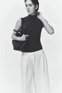 Modal-Blend Mock Turtleneck Top