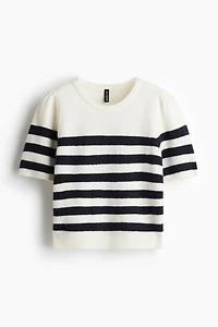 Fine-Knit Puff-Sleeved Top
