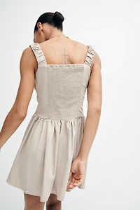 Robe froncée en sergé