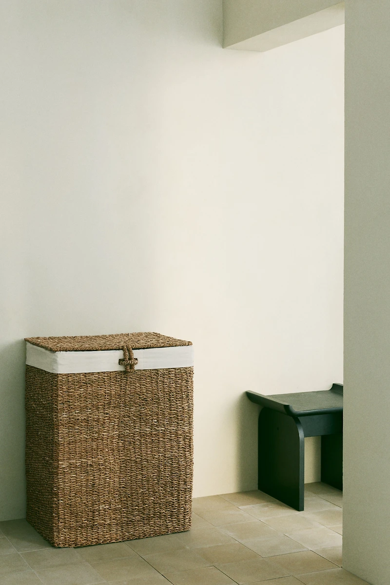 Très grand panier à linge en jonc de mer