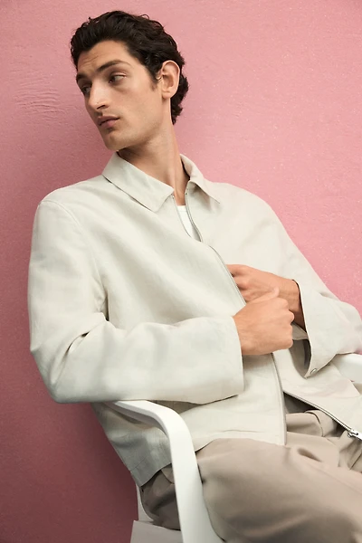 Regular-Fit Linen-Blend Jacket