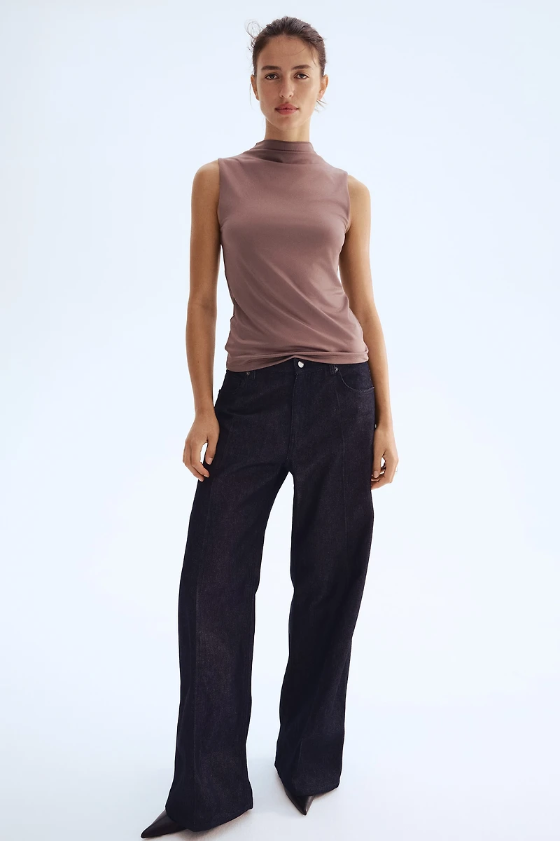 Microfiber Mock Turtleneck Top