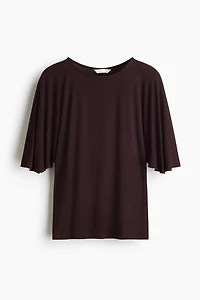 Batwing-Sleeved Ribbed Top