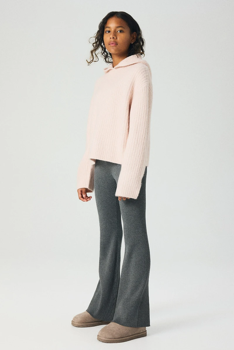 Pantalon évasé en tricot côtelé