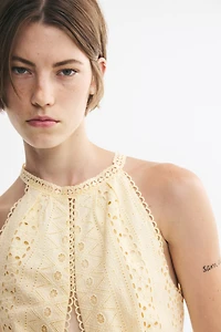 Eyelet-Embroidered Cutout Dress