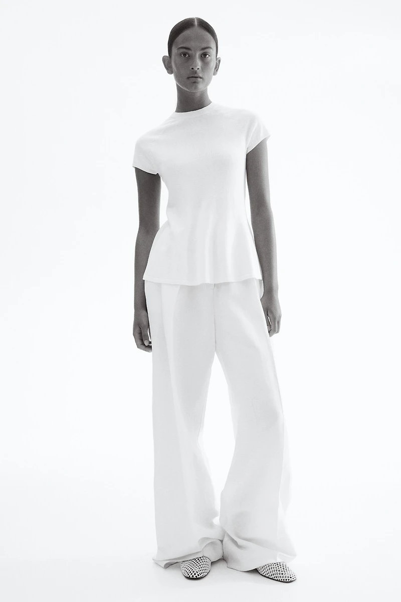 Fine-Knit Peplum Top