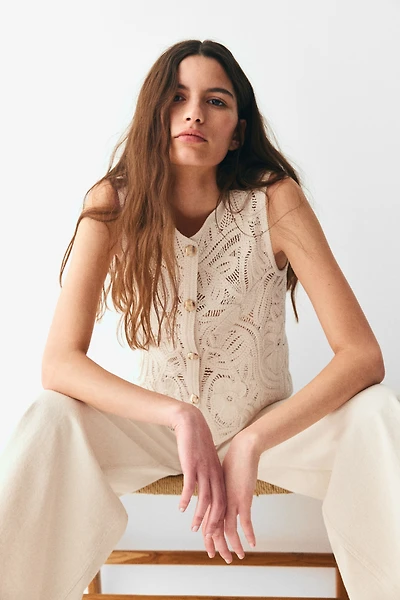 Gilet sans manches d'aspect fait au crochet