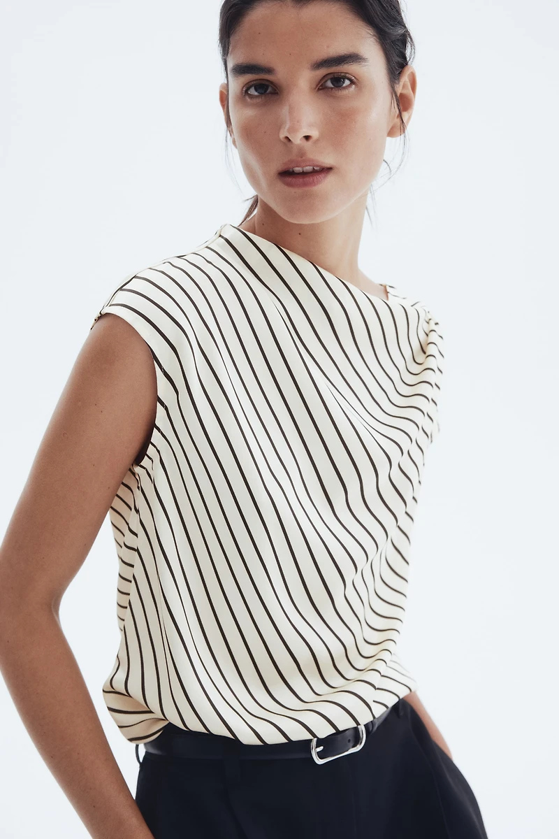Cap-Sleeved Satin Blouse