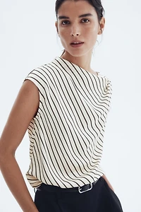 Cap-Sleeved Satin Blouse