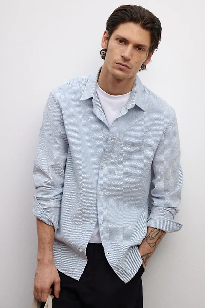 Loose-Fit Seersucker Shirt