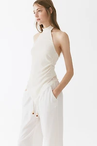 Linen-Blend Drawstring Pants