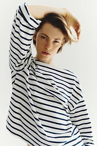 Long-Sleeved Boat-Neck Top