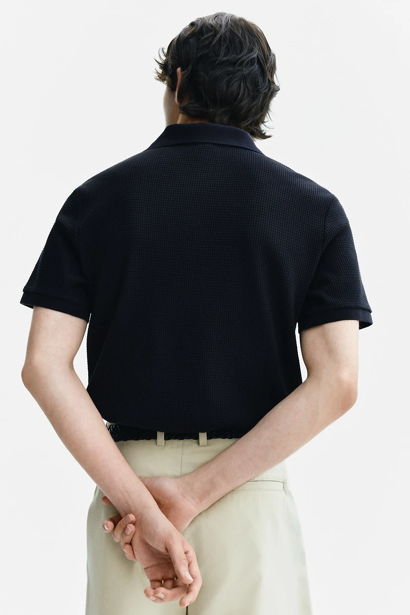 Slim-Fit Waffle-Knit Polo Shirt