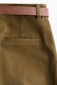 Wide Belted Twill Pants