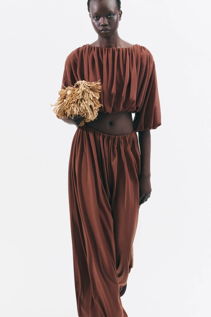 Draped Balloon-Leg Pants