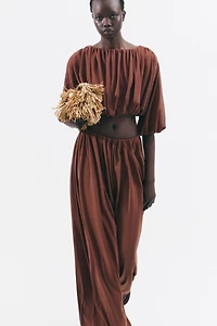 Draped Balloon-Leg Pants