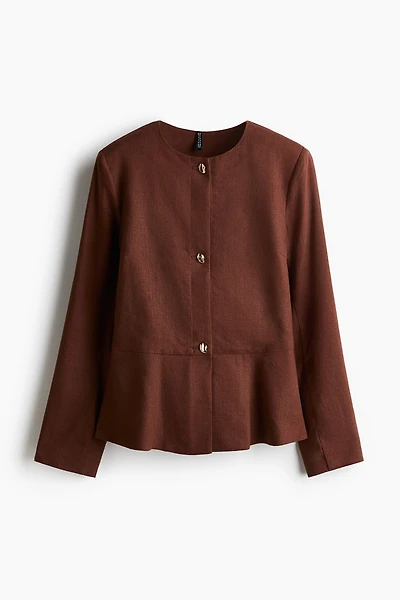 Veste à basque en lin mélangé