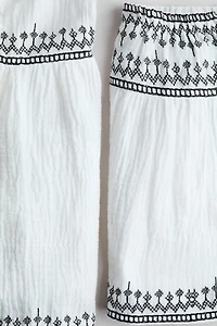 2-Piece Embroidered-Detail Muslin Set