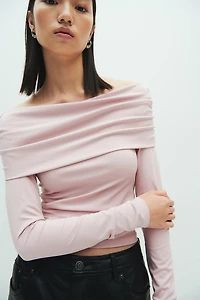 Gathered off-the-shoulder top