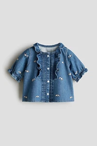 Blouse en denim à détails brodés