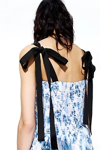 Flared-skirt tie-strap dress