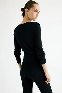 Rib-Knit Wrap Cardigan