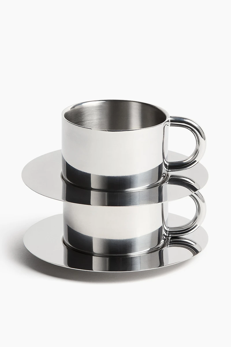 Stainless Steel Cup and Saucer