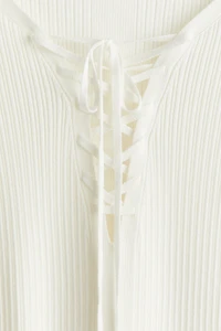 Lacing-Detail Rib-Knit Top