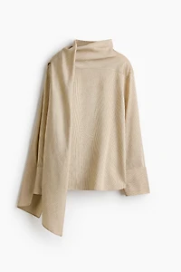 Linen-Blend Blouse with Scarf Collar