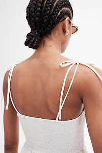 Tie-Shoulder-Strap Smocked Dress
