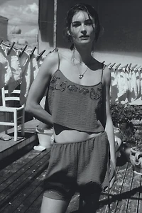 Beach Shorts with Eyelet Embroidery