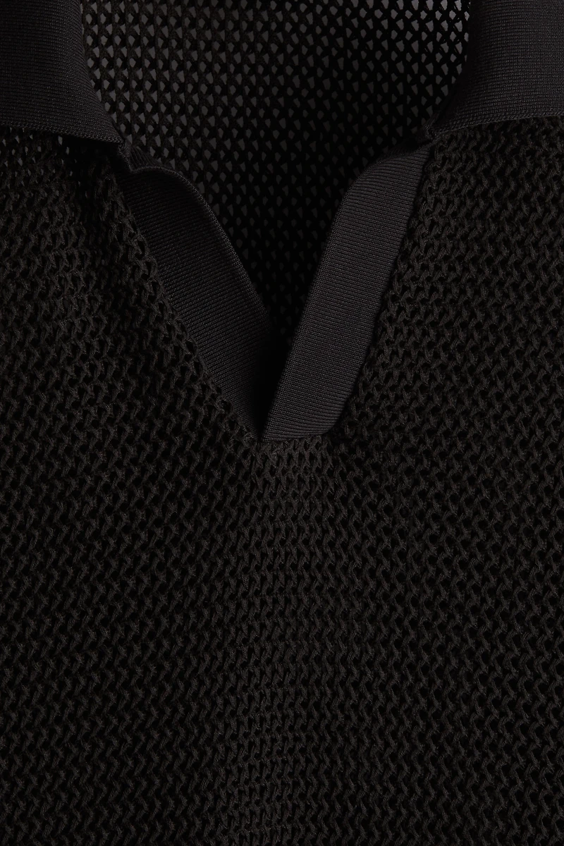 Regular-Fit Hole-Knit Polo Shirt