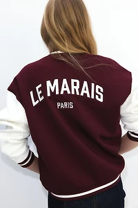 Motif-Detail Baseball Jacket