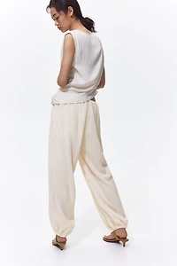 Crinkled Balloon-Leg Pants
