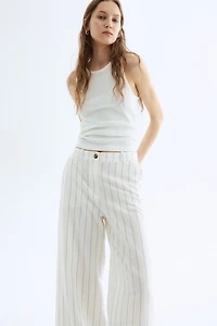 Wide-Leg Linen-Blend Pants