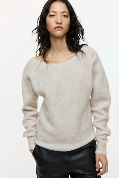 Alpaca-Blend One-Shoulder Sweater