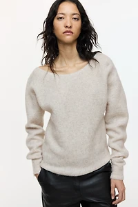 Alpaca-Blend One-Shoulder Sweater