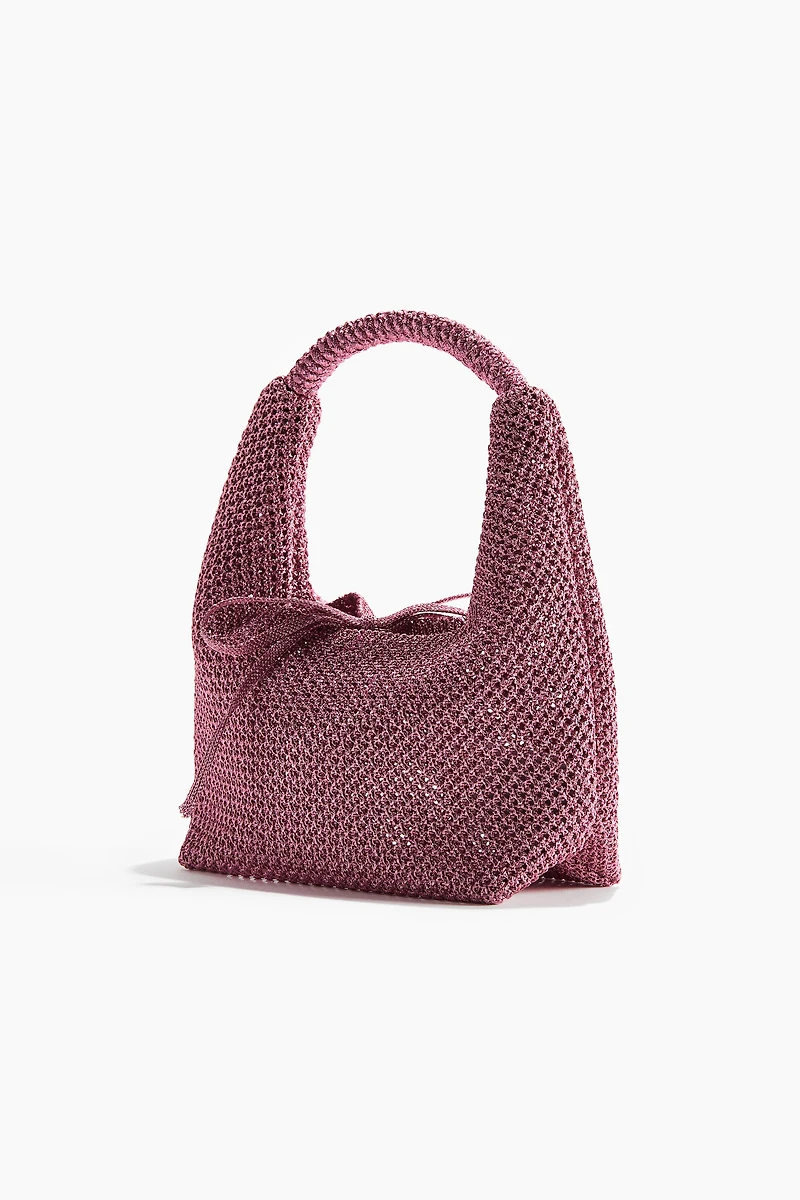Glittery Open-Knit Handbag