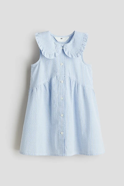 Seersucker Dress with Collar