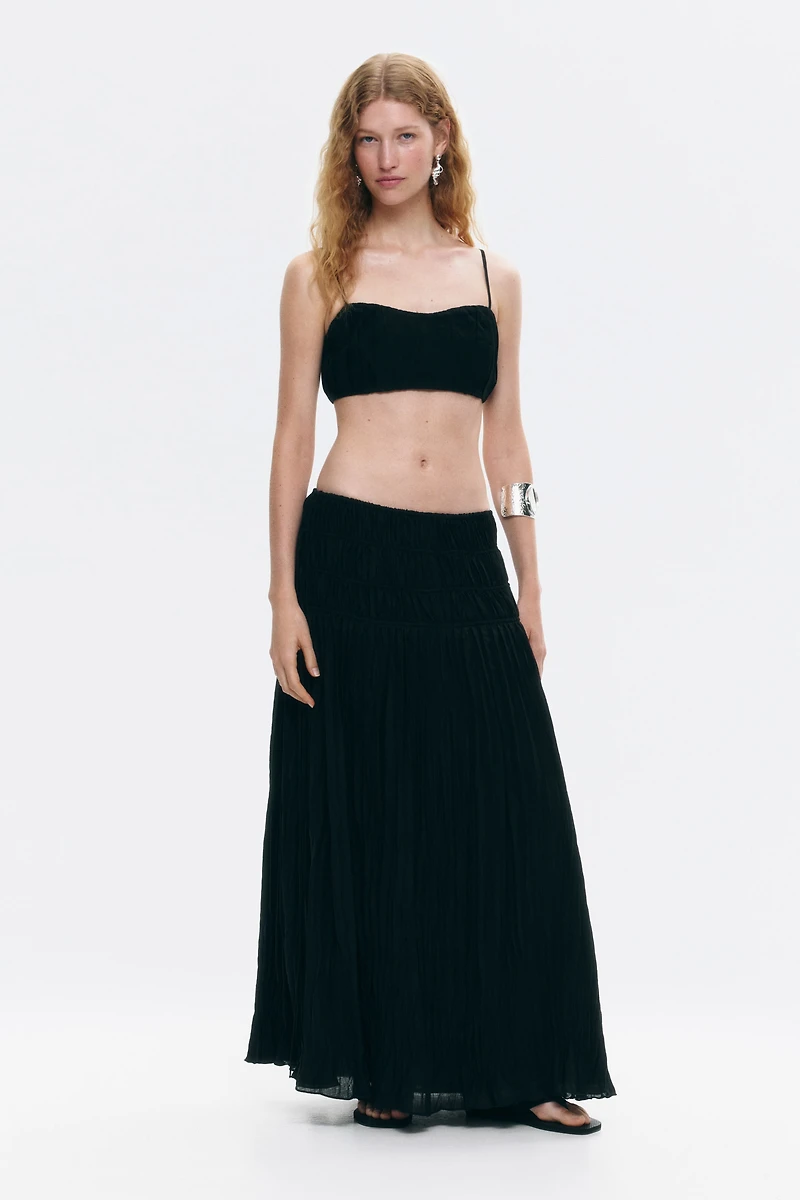 Crinkled Drawstring Skirt