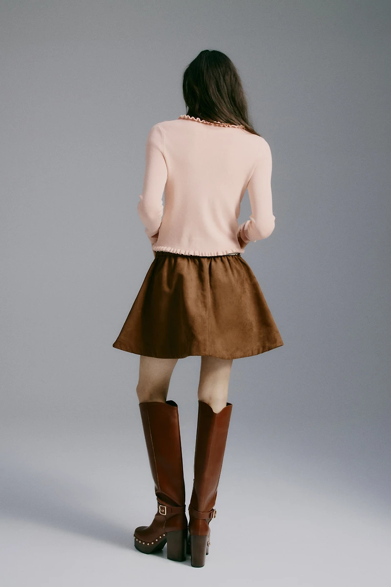 Ruffle-Trimmed Cardigan