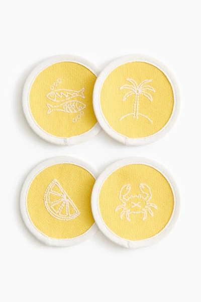 4-Pack Coasters with Embroidered Motif