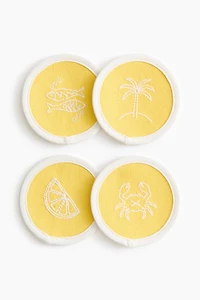 4-Pack Coasters with Embroidered Motif