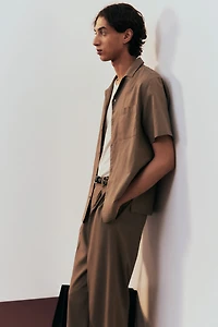 Regular-Fit Short-Sleeved Linen-Blend Shirt