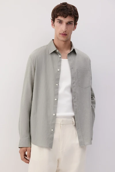 Regular-Fit Linen-Blend Shirt