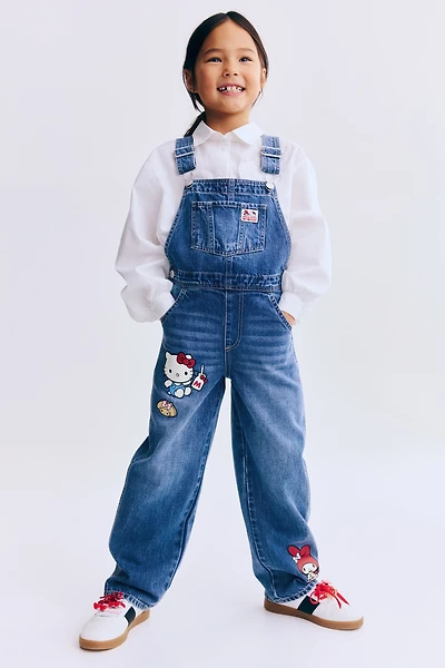 Printed Denim Overalls